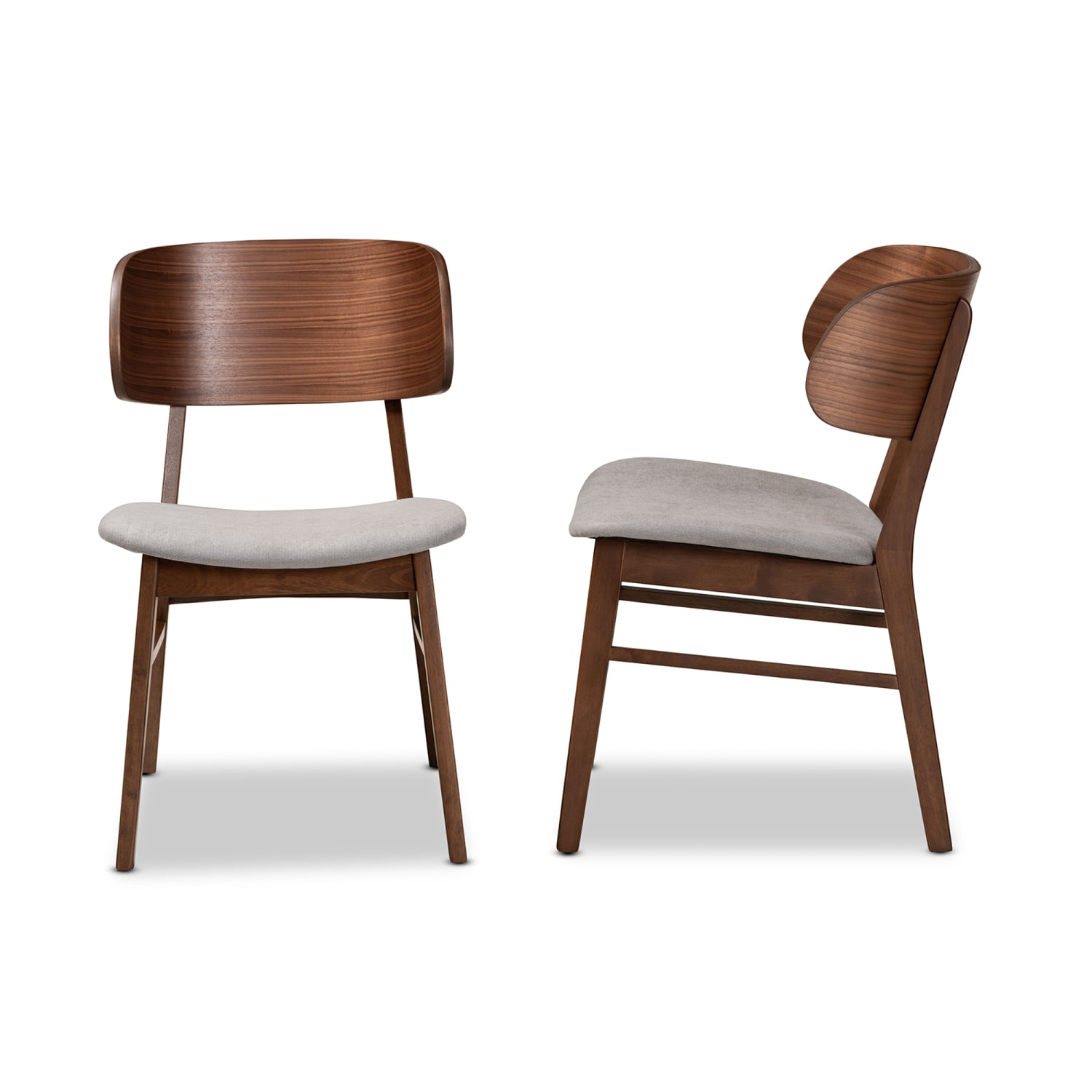 Baxton Studio Alston Dining Chairs, Gray/Walnut Brown, Set Of 2 Chairs - Image 4