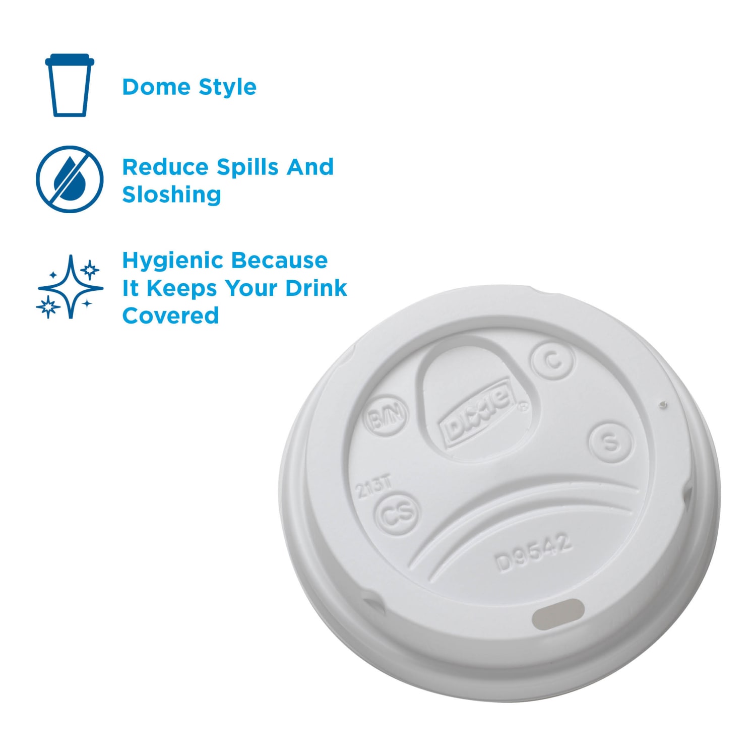 Dixie by GP PRO Large Dome Plastic Hot Cup Lids For 12-/16-Oz Paper Cups, White, Case Of 1,000 - Image 3