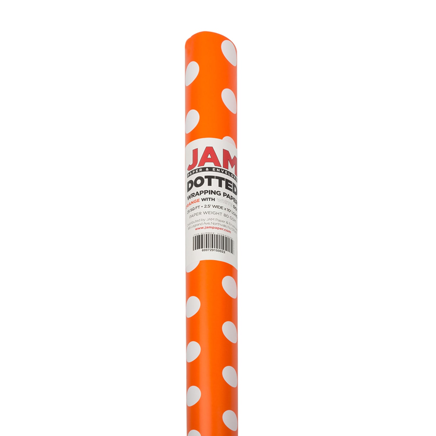 JAM Paper Wrapping Paper, Polka Dot, 25 Sq Ft, Orange & White - Image 3