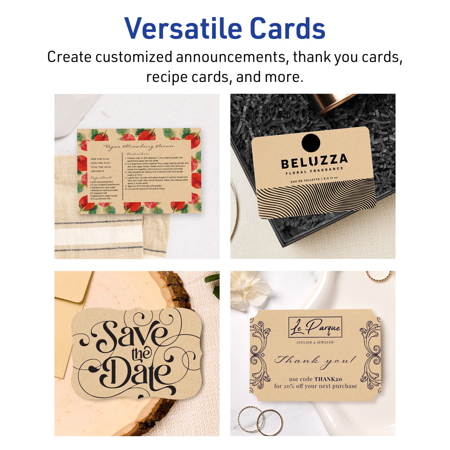 Avery Printable Postcards, 3-1/2in x 5in Rectangle Flourished Edge, Kraft Brown, Pack Of 200 - Image 4