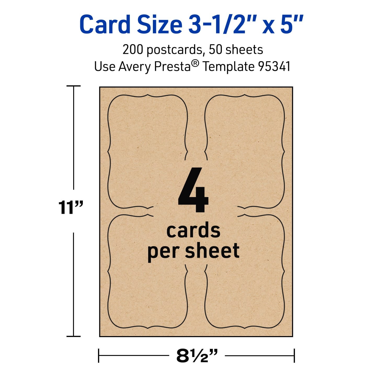 Avery Printable Postcards, 3-1/2in x 5in Rectangle Flourished Edge, Kraft Brown, Pack Of 200 - Image 6