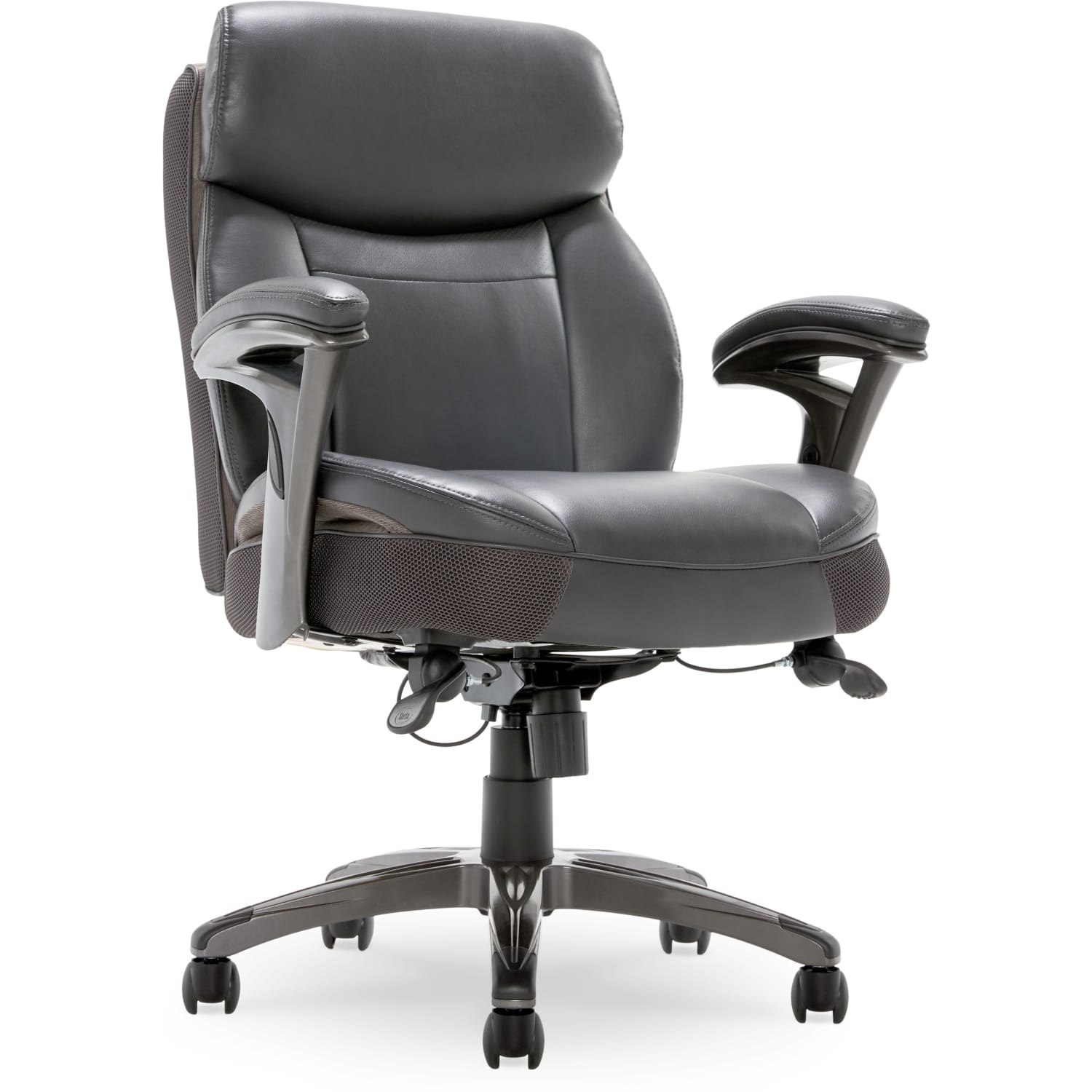 Serta Smart Layers Siena Bonded Leather Mid-Back Managers Chair, Gray/Silver - Image 3