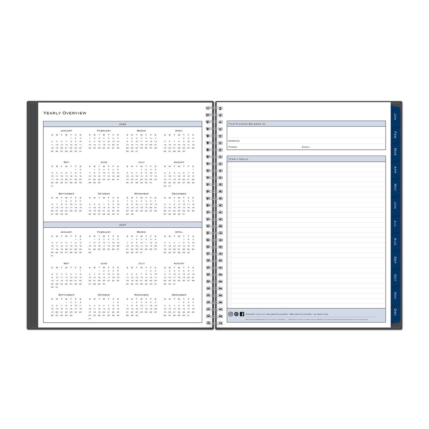 2026 Blue Sky Weekly/Monthly Planner, 8-1/2in x 11in, Passages/Charcoal, January To December, 149061 - Image 6