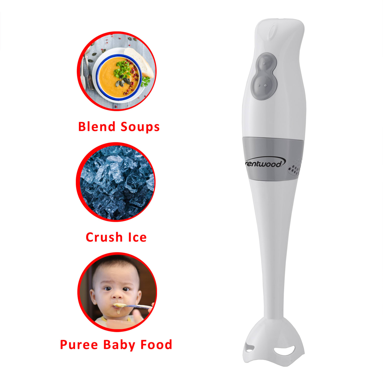 Brentwood HB-38W 2-Speed Hand Blender, White - Image 4