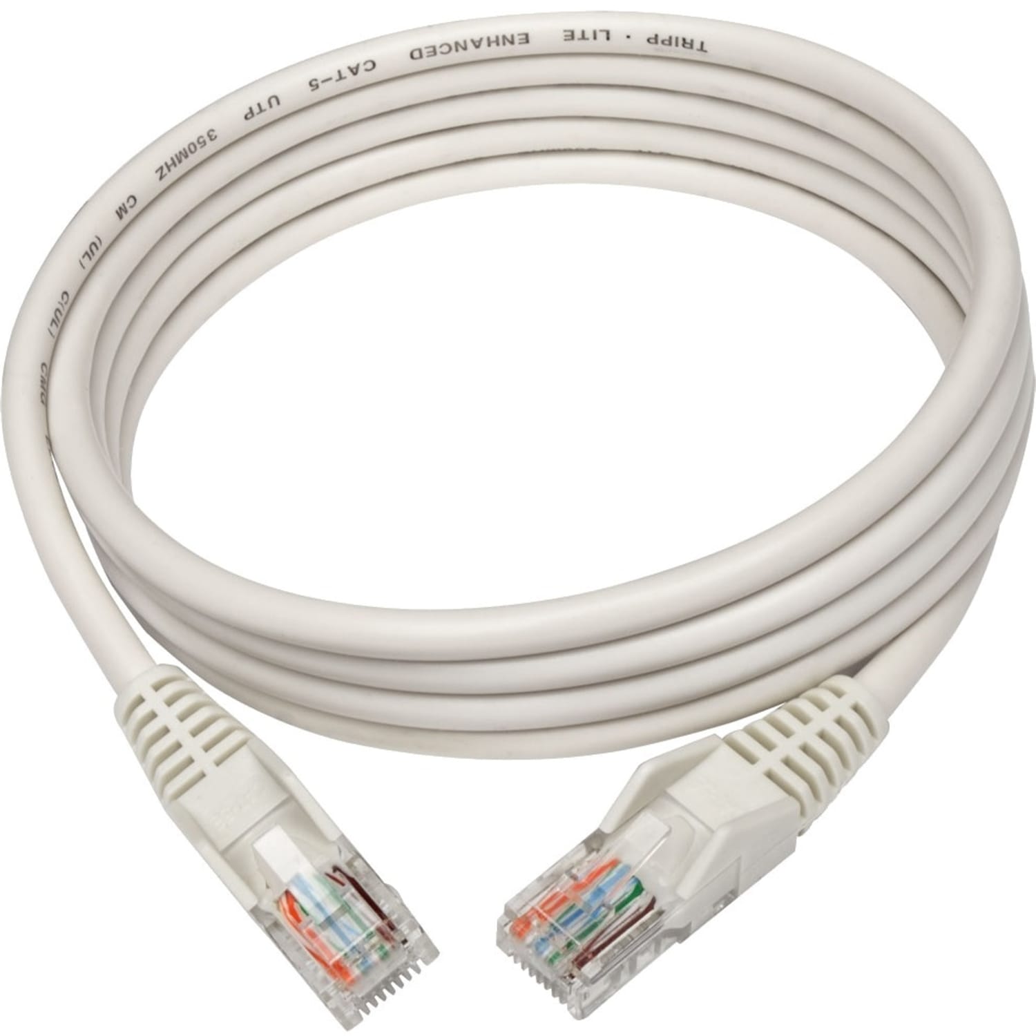 Tripp Lite Cat5e 350 MHz Snagless Molded (UTP) Ethernet Cable (RJ45 M/M) PoE White 5 ft. (1.52 m) - Category 5e - N001005WH - Image 3
