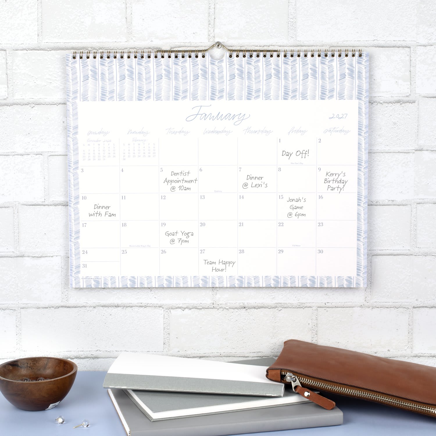 Leah Bisch for Mead Cambridge 2027 Monthly Wall Calendar, Herringbone, Medium, 15in x 12in - Image 3