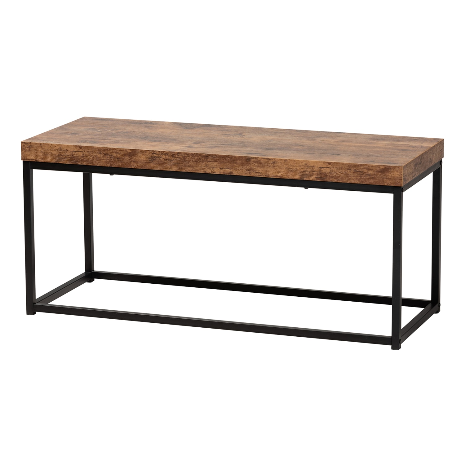 Baxton Studio Bardot Modern Industrial Accent Bench 17 34inH x 39 716inW x 15 34inD Walnut BrownBlack PopularChairscom