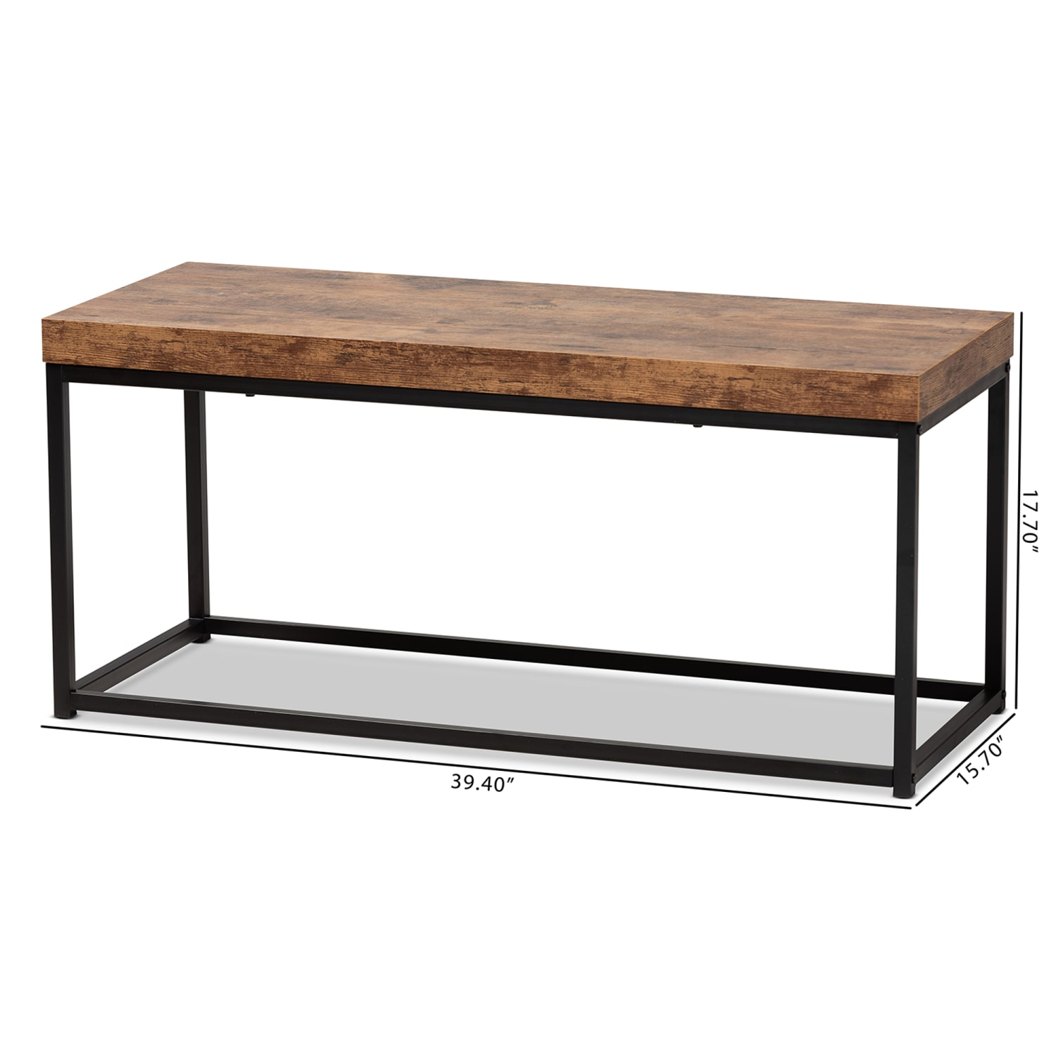 Baxton Studio Bardot Modern Industrial Accent Bench 17 34inH x 39 716inW x 15 34inD Walnut BrownBlack PopularChairscom