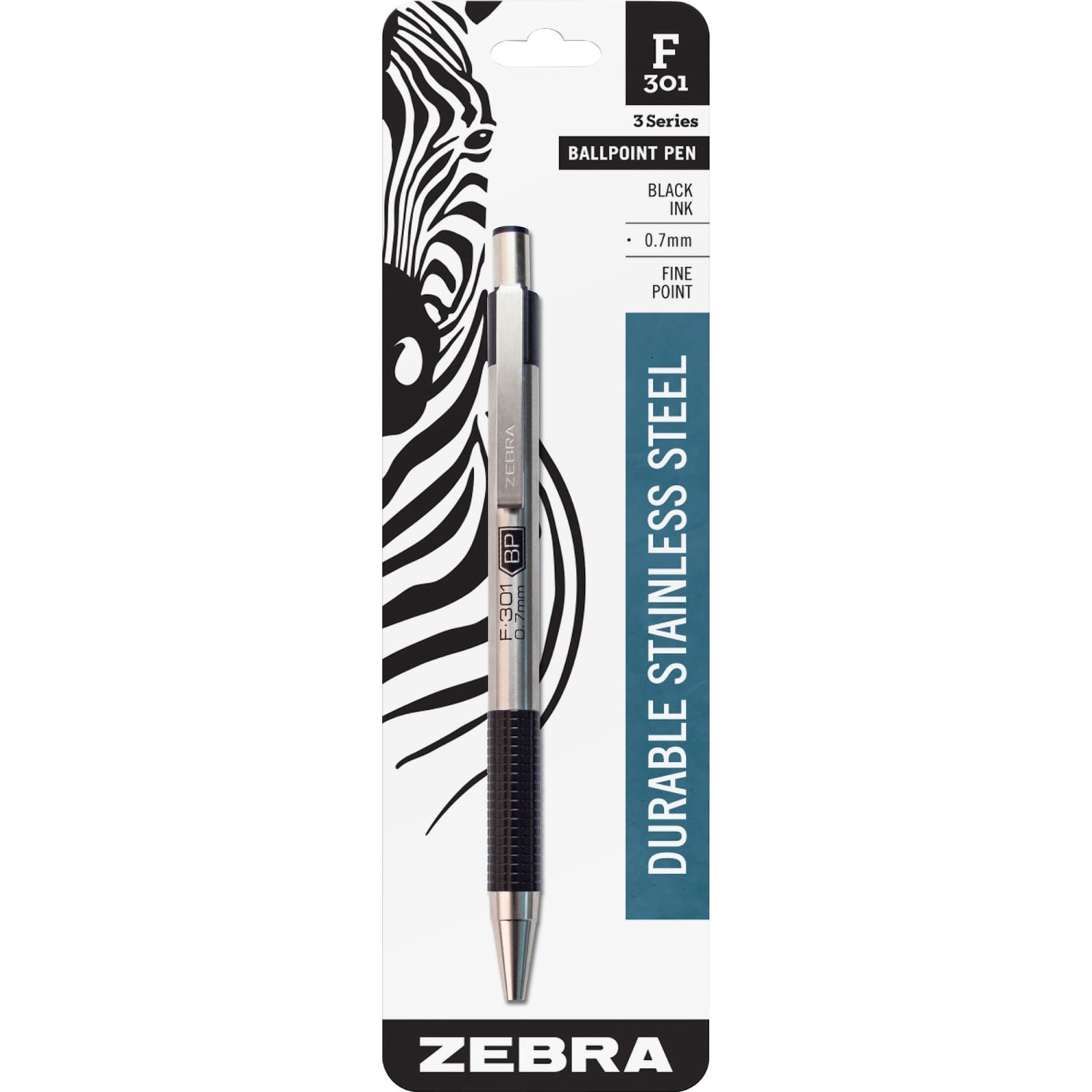 Zebra Pen F-301 Stainless Steel Retractable Ballpoint Pen, Fine Point, 0.7 mm, Black Ink - Image 3