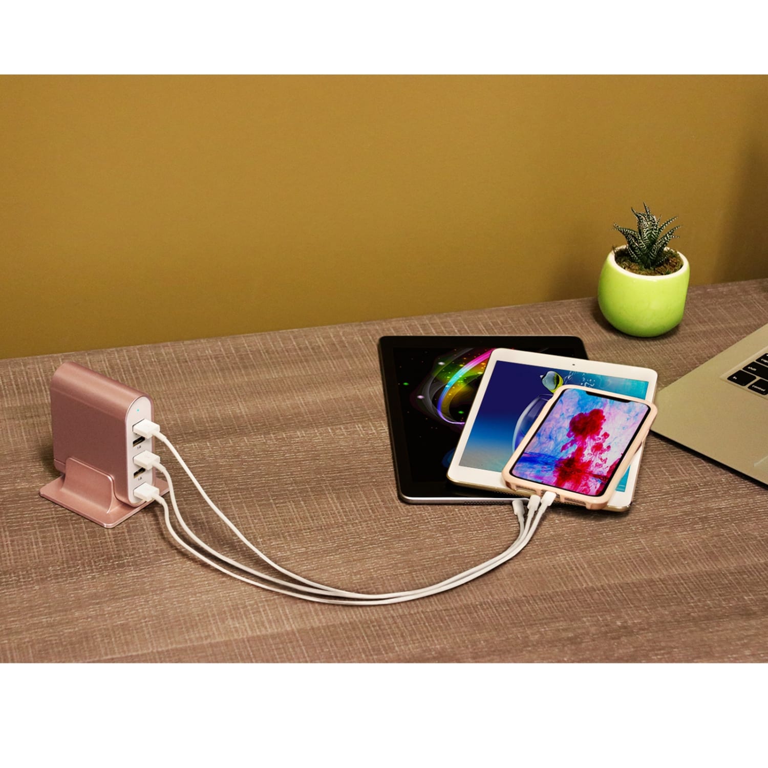 Trexonic 5-Port USB Compact Charging Station, Rose Gold - Image 6