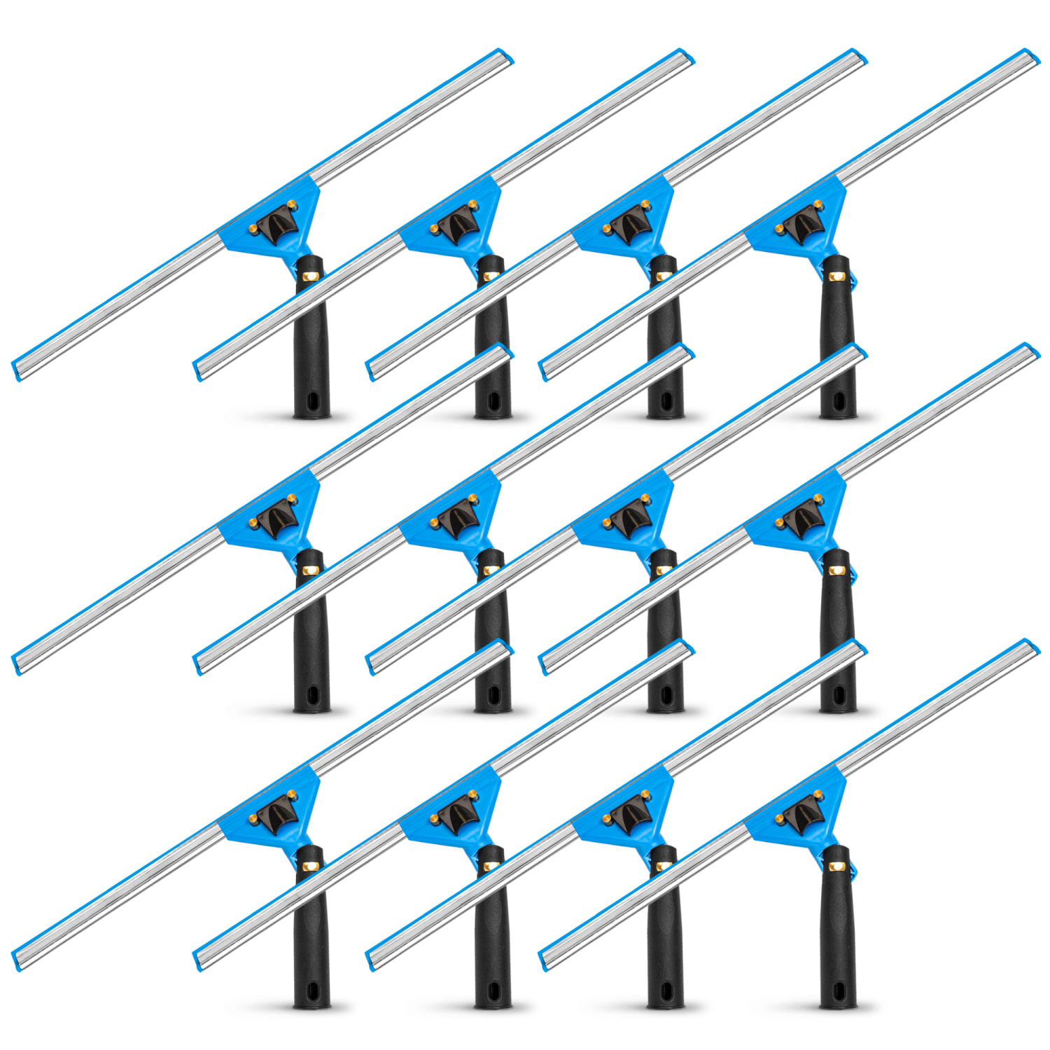 Gritt Commercial Swivel Window Squeegees With Quick Release, 18in, Blue/Silver/Black, Pack Of 12 Squeegees