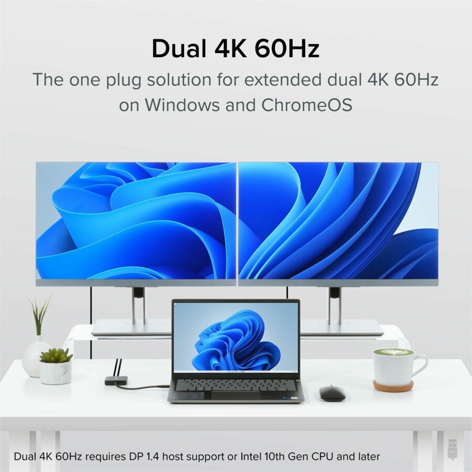Plugable USB C to HDMI Adapter for Dual Monitors 4K 60Hz - Compatible with Windows, Chromebook, USBC Thunderbolt USB4 Laptops, MST Extended Display Type C Multi HDMI Port Adapter, Driverless - Image 4