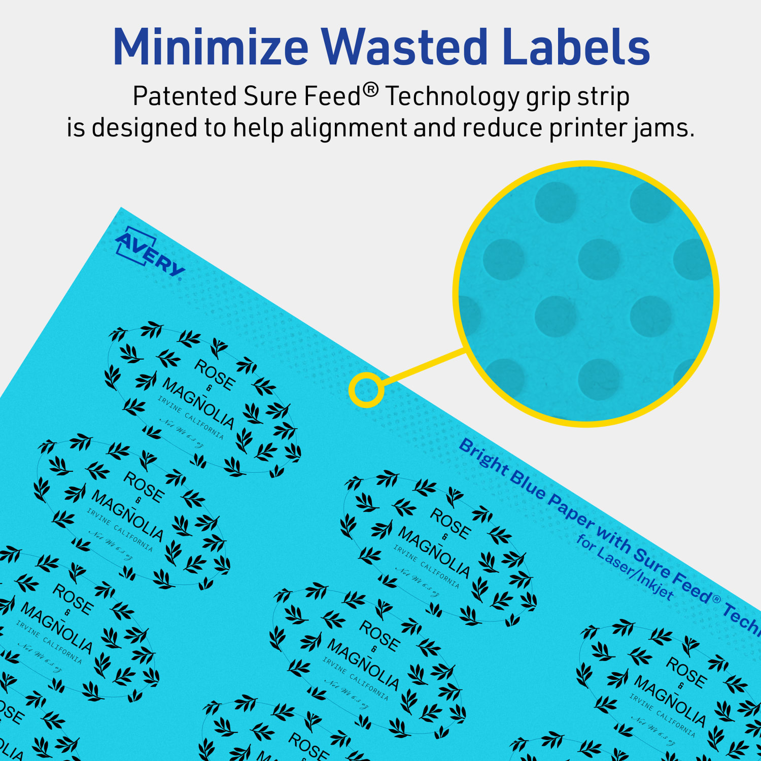 Avery Print-To-The-Edge Labels With Sure Feed Technology And Easy Peel Label Feature, 94053-BBP40, Oval, 1in x 2in, Matte Bright Blue, Pack of 960 - Image 5