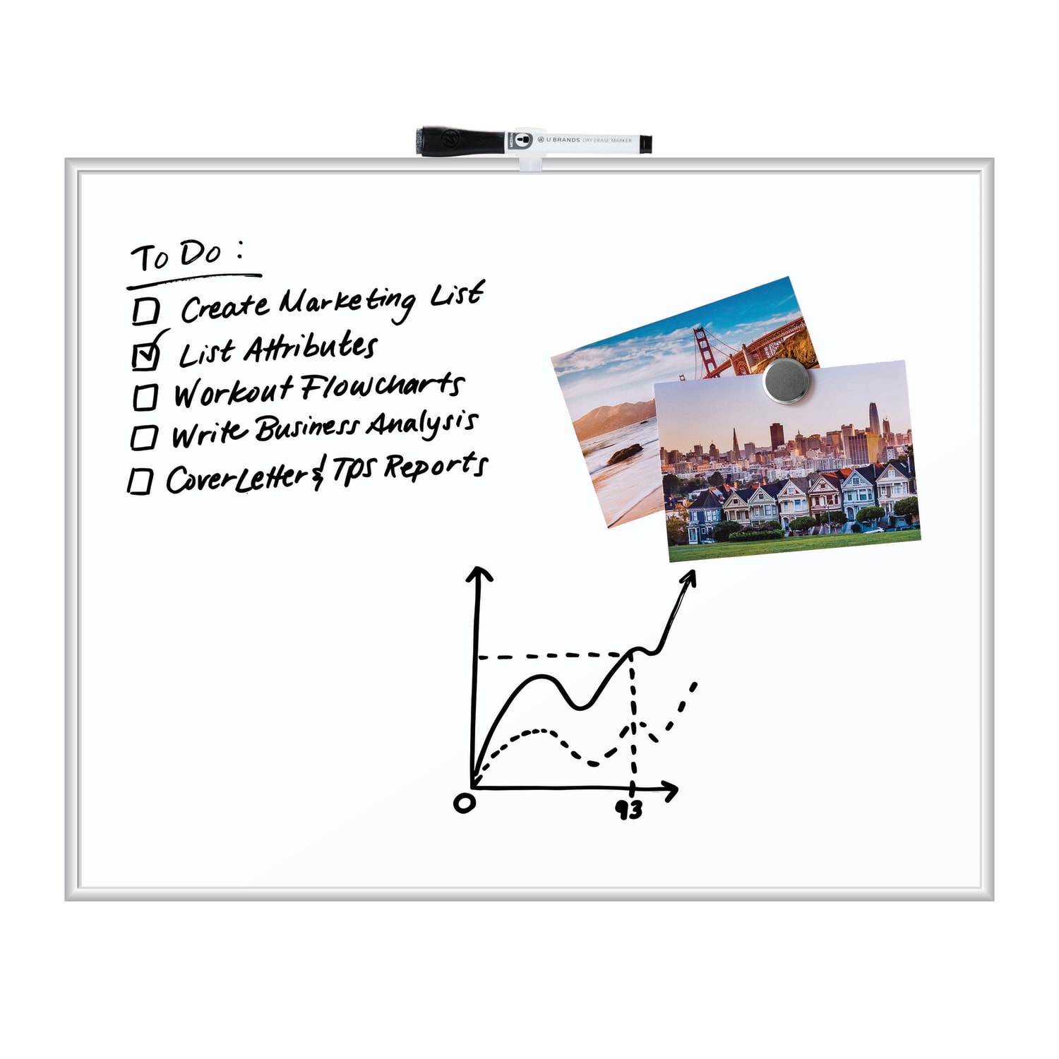 U Brands Magnetic Dry-Erase Board with White Magnet and Dry-Erase Marker, 20in X 16in, Silver Aluminum Frame (356U00-01) - Image 5