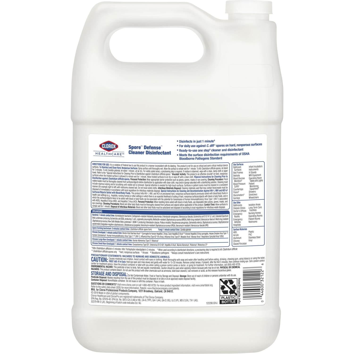 Clorox Healthcare Spore10 Defense Cleaner Disinfectant, Refill Bottle, 128 Ounces (Pack of 4) - Image 4