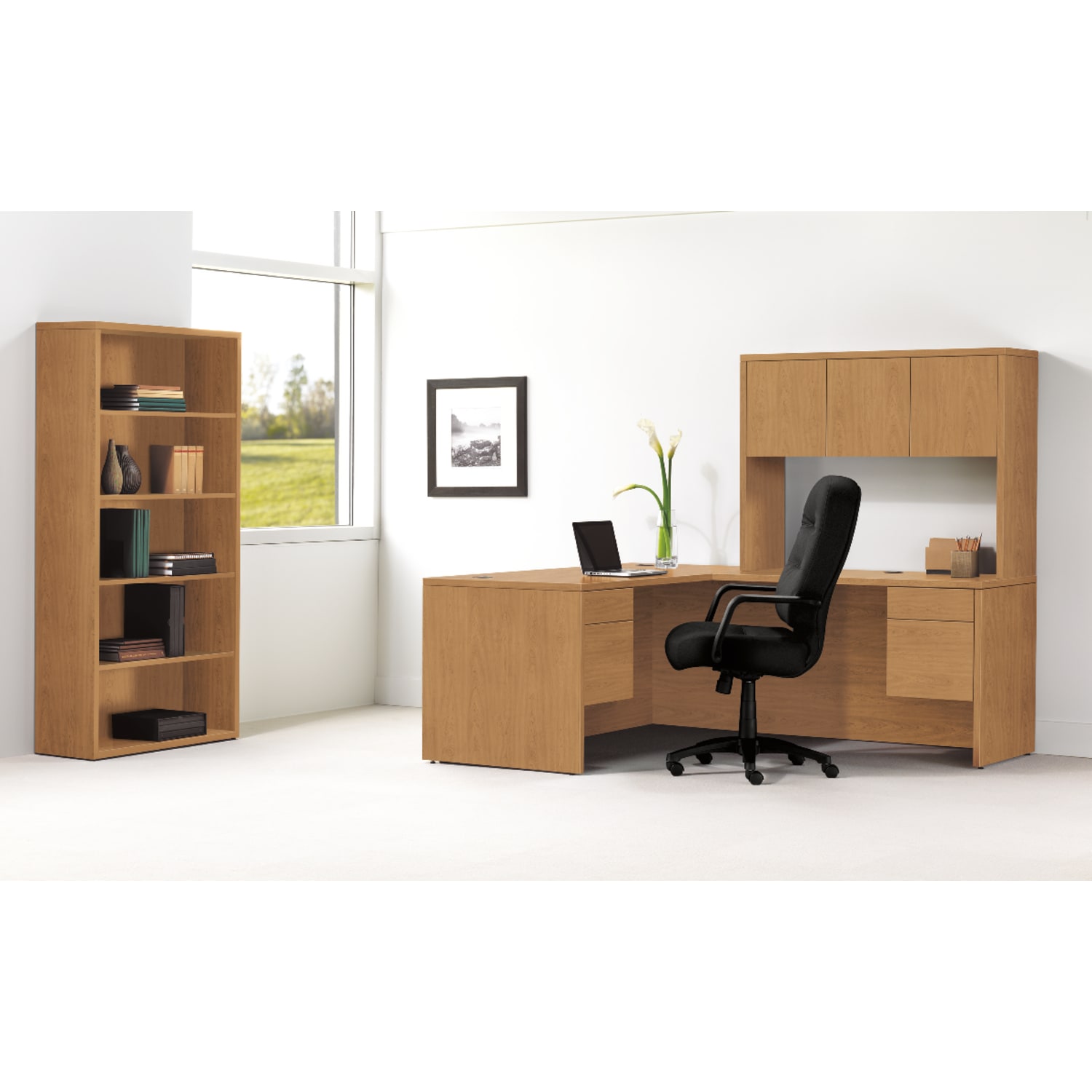 HON 10500 66inW Workstation Computer Desk, Right Return, Harvest Cherry - Image 3