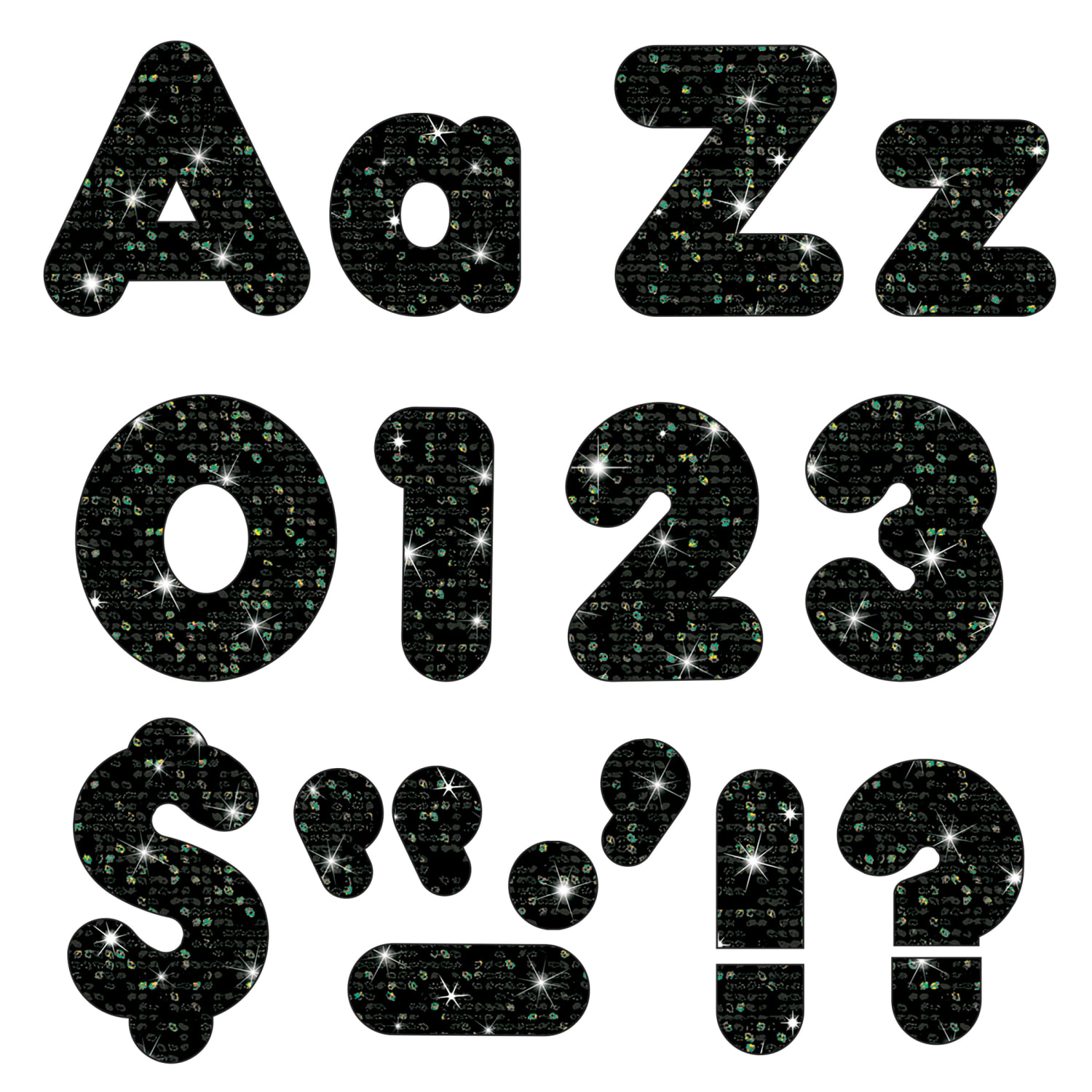 Trend Ready Letters, 4in, Black Sparkle, Set Of 3 Packs - Image 3