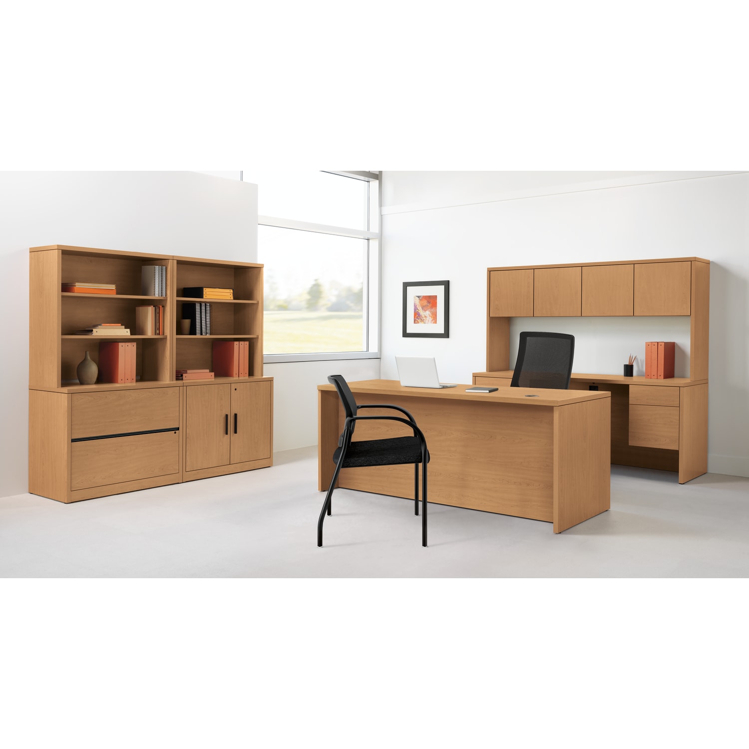 HON 10500 72inW Double-Pedestal Computer Desk, Harvest Cherry - Image 3