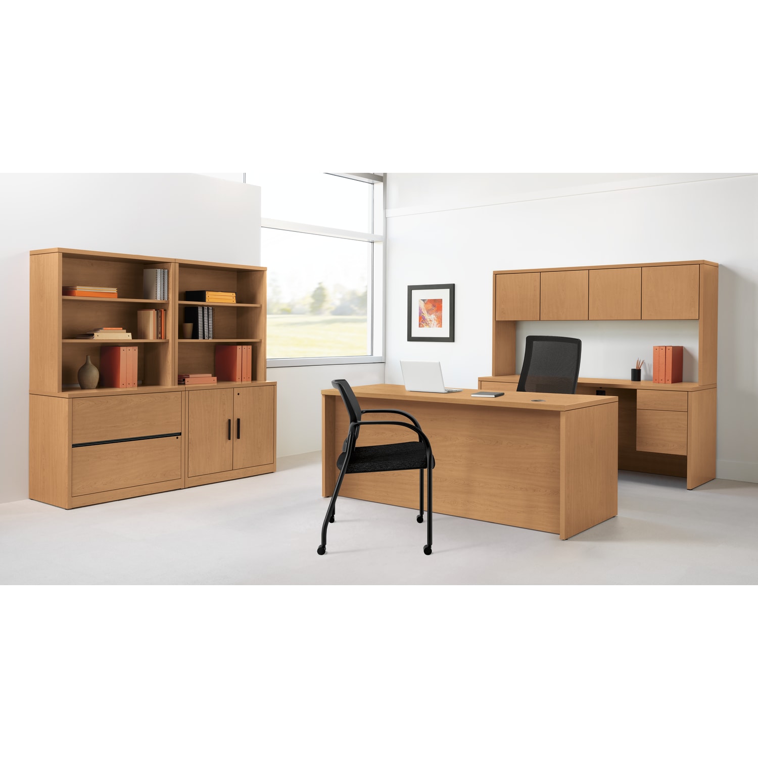 HON 10500 72inW Double-Pedestal Computer Desk, Harvest Cherry - Image 4