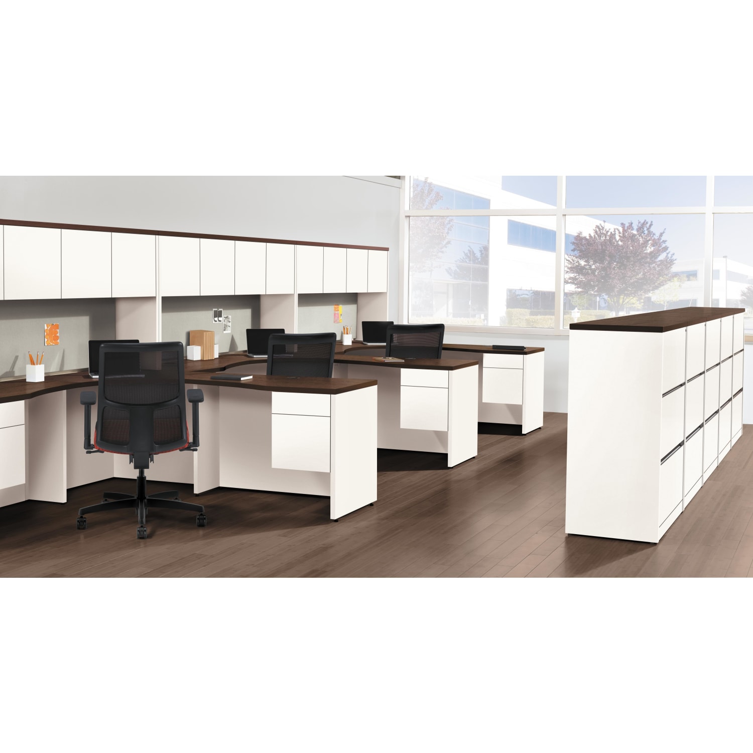 HON 10500 72inW Double-Pedestal Computer Desk, Harvest Cherry - Image 5