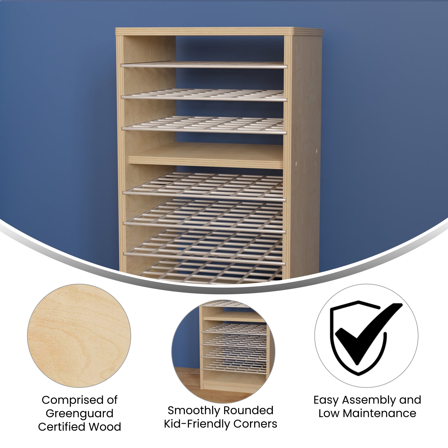 Flash Furniture Bright Beginnings Commercial Birch Wood Deluxe Multipurpose Storage Shelf, 24-1/4inH x 14inW x 12-3/4inD, Beech - Image 5