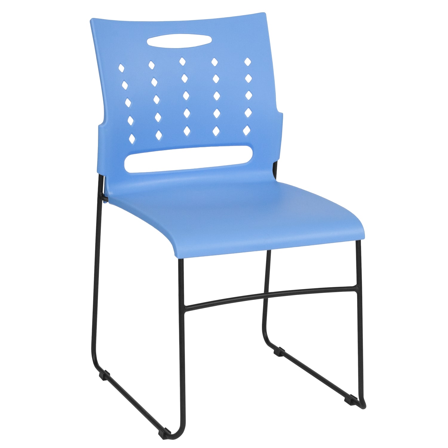 Flash Furniture Sled Base Stacking Chair With Handle And Air Vent Back BlueBlack PopularChairscom