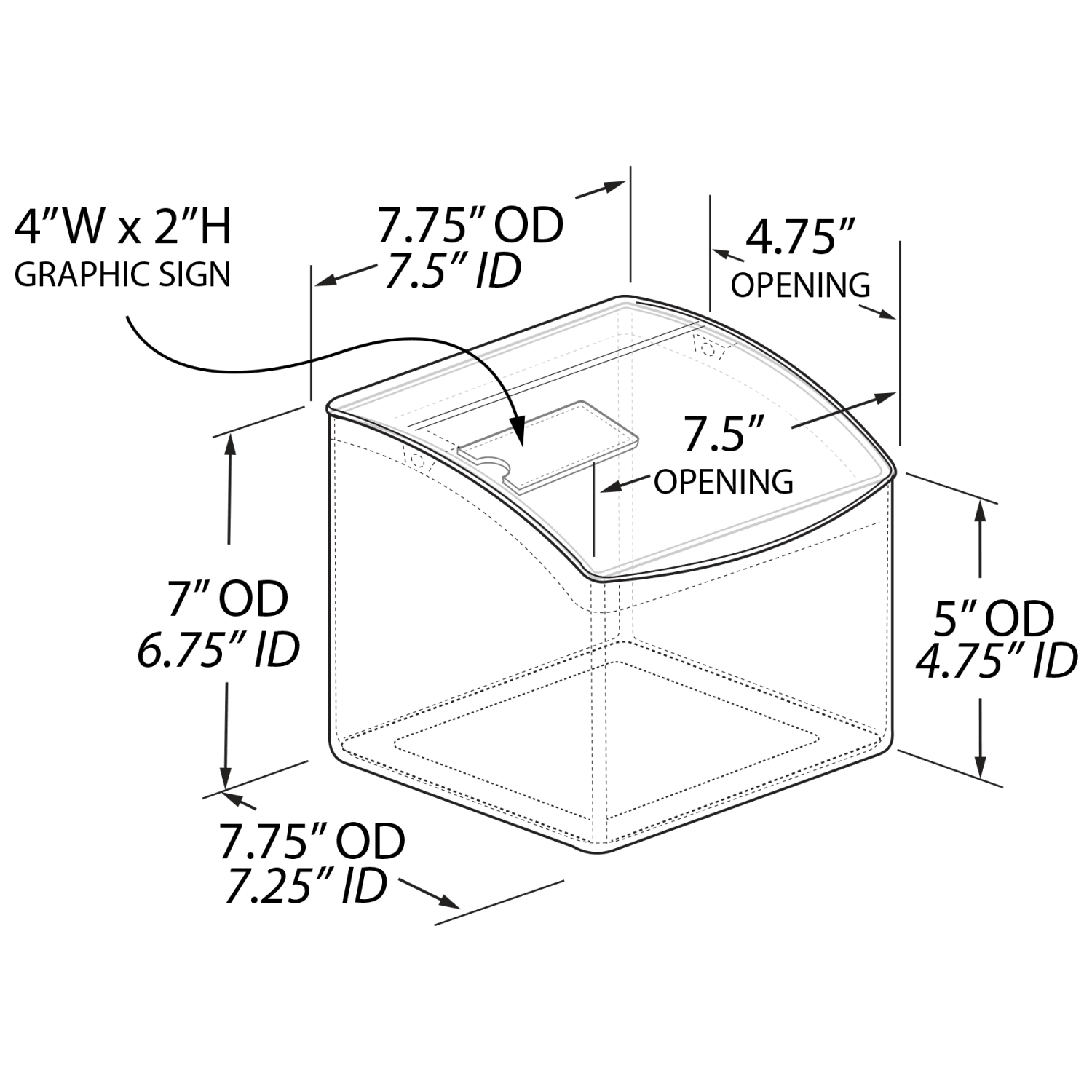 Azar Displays Candy Bin With Hinged Lid, 7inH x 7-3/4inW x 7-3/4inD, Clear - Image 6