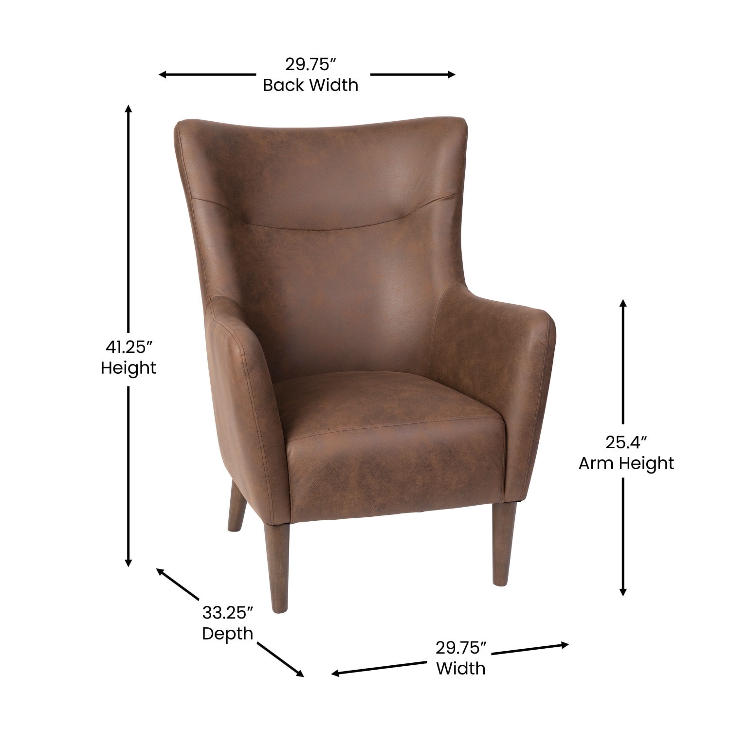 Flash Furniture Connor Traditional Wingback Accent Chair, Commercial Grade Faux Leather Upholstery and Wooden Frame and Legs, Dark Brown - Image 7