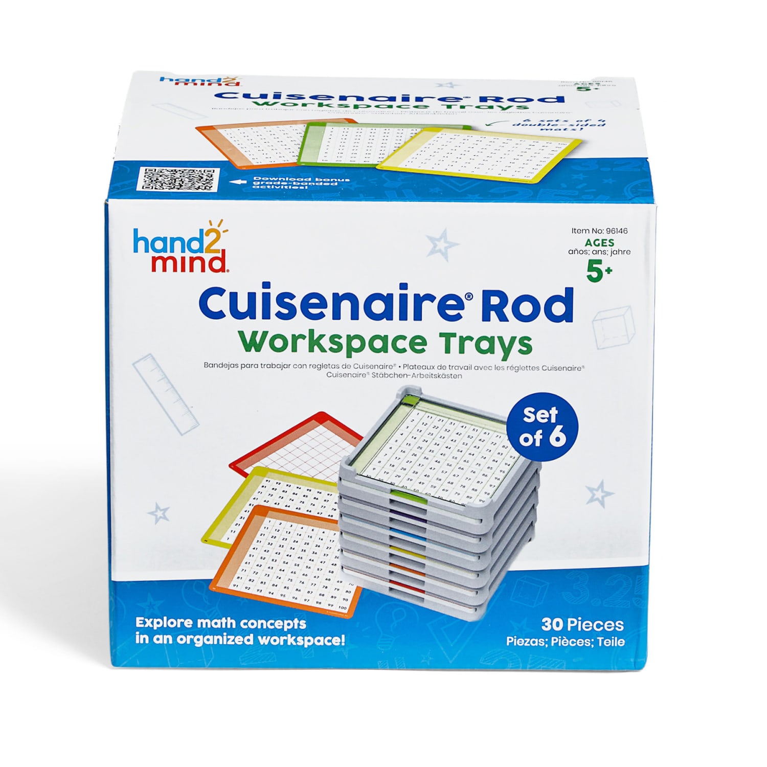 Hand2Mind Cuisenaire Rod Workspace Trays, Multicolor, K - 8, Set Of 6 Trays - Image 3