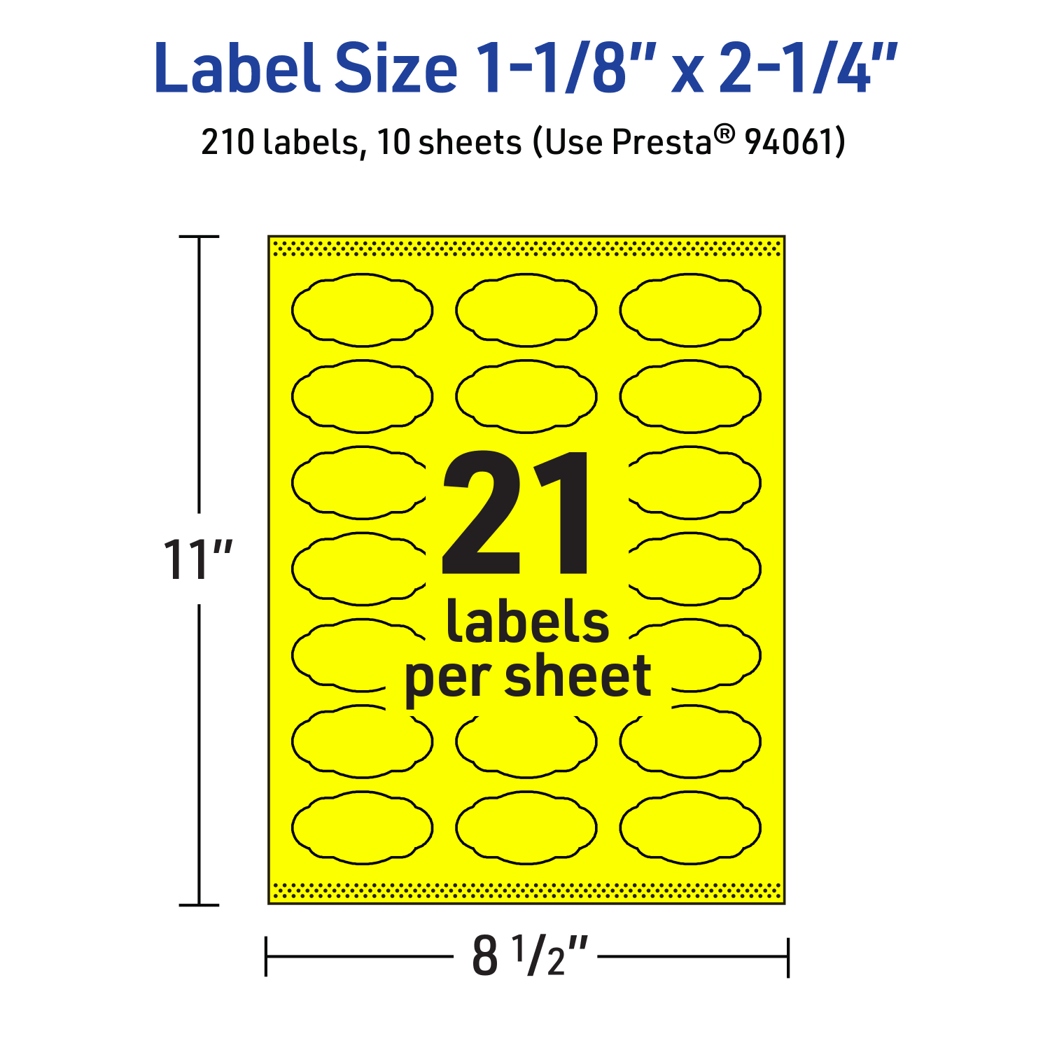 Avery Print-To-The-Edge Labels With Sure Feed Technology And Easy Peel, 94061-NYP10, Oval Scalloped, 1-1/8inx2-1/4in, Matte Neon Yellow, Pack of 210 - Image 6