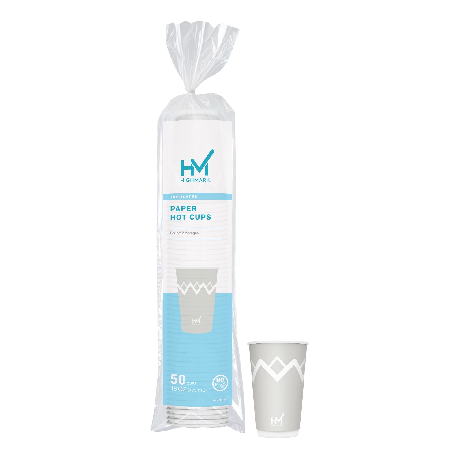 Highmark Insulated Hot Cups, 16 Oz, 42% Recycled, Gray/White, Pack Of 50 - Image 3