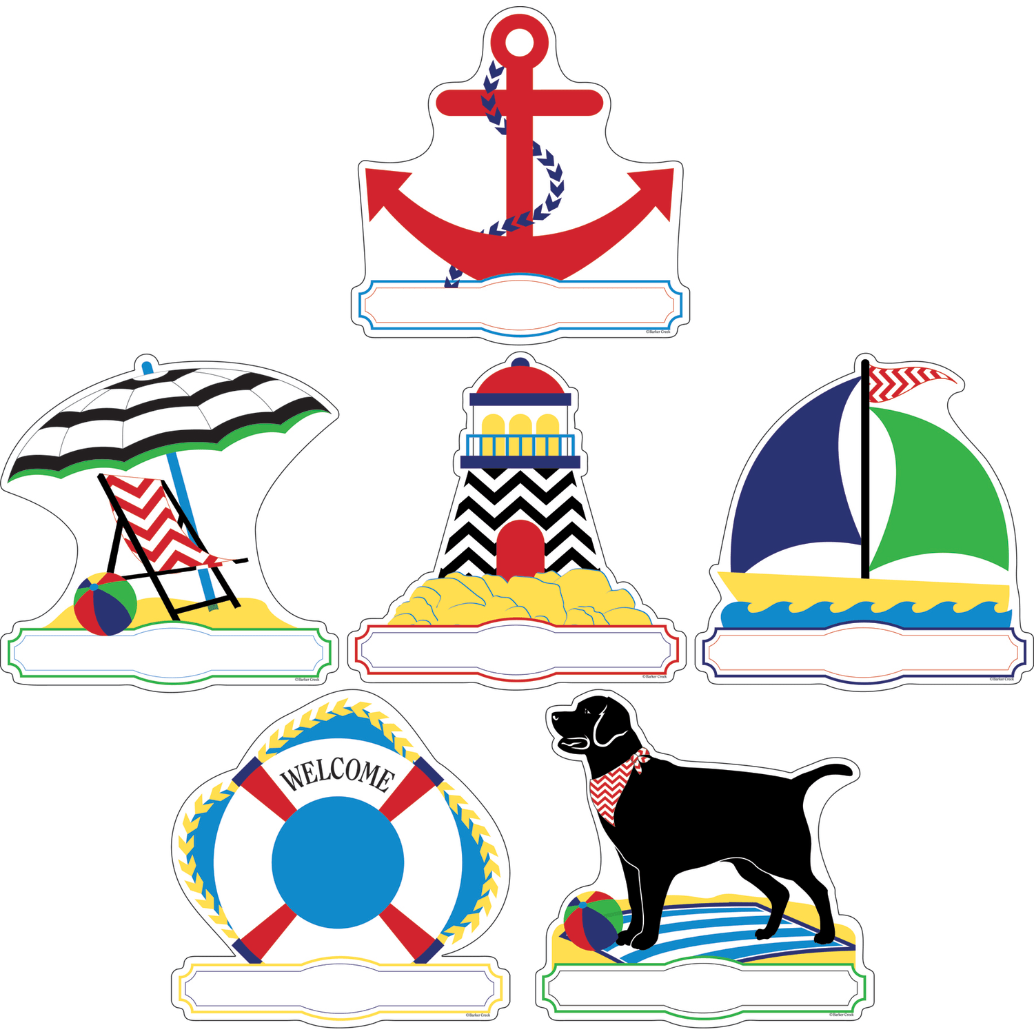 Barker Creek Chart And Accent Set, 19in x 13 1/4in, Nautical Chevron - Image 4