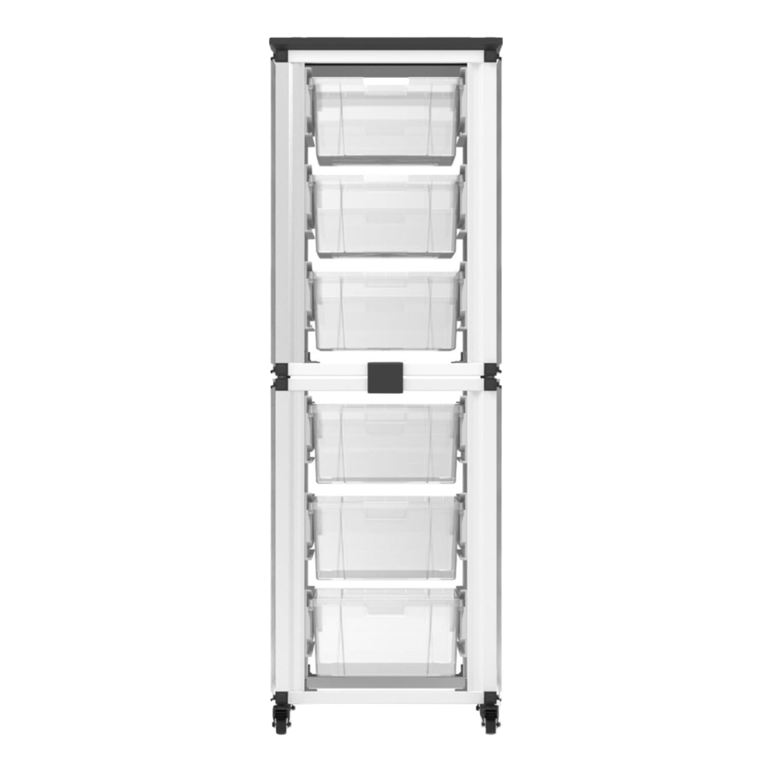 Luxor Modular Classroom Storage Cabinets, 6 Large Bins, 29inH x 18-1/4inW x 18-1/4inD, White, Pack Of 2 Stacked Modules - Image 4