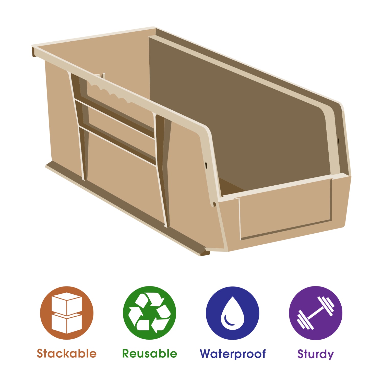 Partners Brand Plastic Stack & Hang Bin Boxes, Small Size, 14 3/4in x 5 1/2in x 5in, Ivory, Pack Of 12 - Image 4