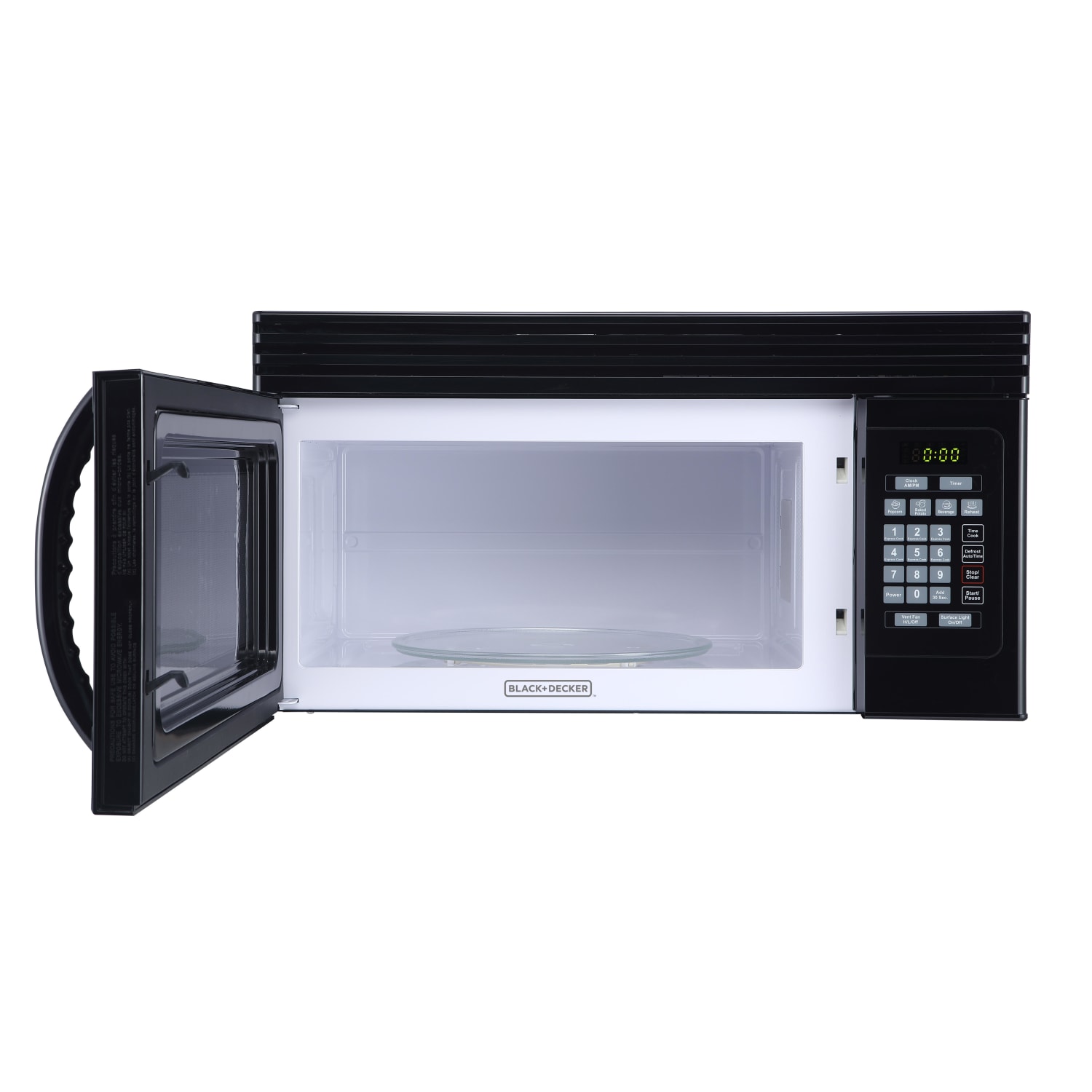 Black+Decker 1.6 Cu Ft Over-The-Range Microwave With Top-Mount Air Recirculation Vent, Black - Image 3
