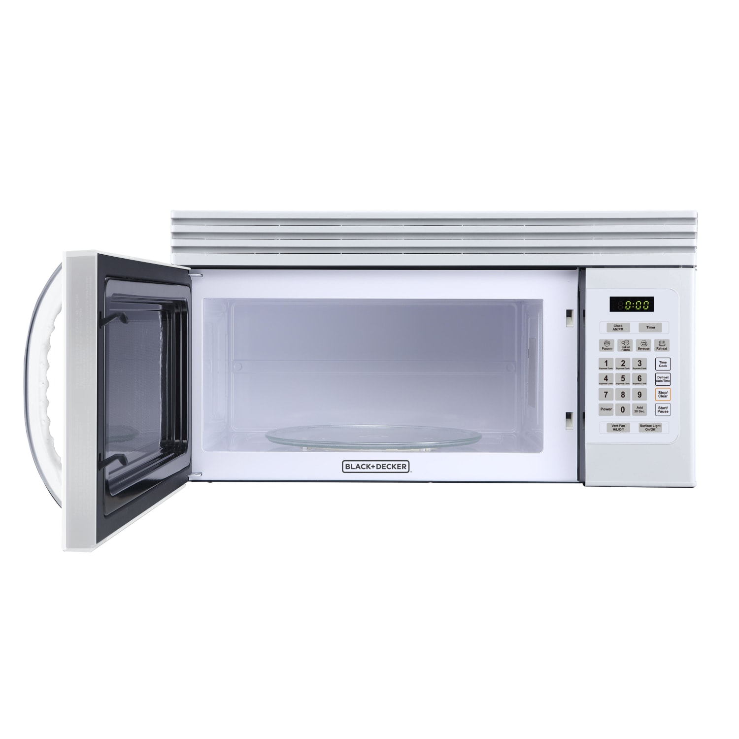 Black+Decker 1.6 Cu Ft Over-The-Range Microwave With Top-Mount Air Recirculation Vent, White - Image 3