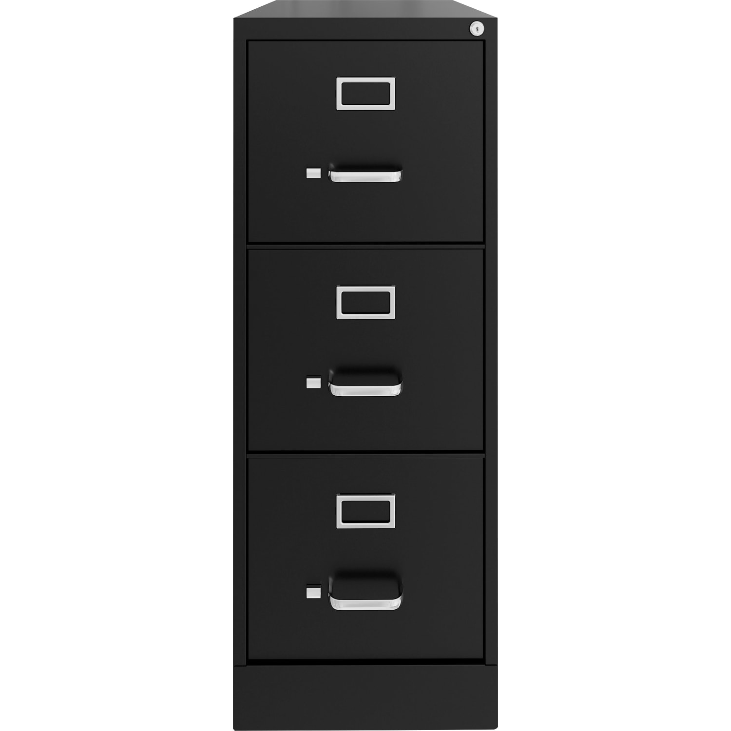Lorell Fortress Series 22in Commercial-Grade Vertical File Cabinet - 15in Width x 22in Depth x 40.2in Height - 3 x Drawer(s) for File - Letter - Vertical - Ball-bearing Suspension, Removable Lock, Pull Handle, Wire Management - Black - Steel - Recycled - Image 3
