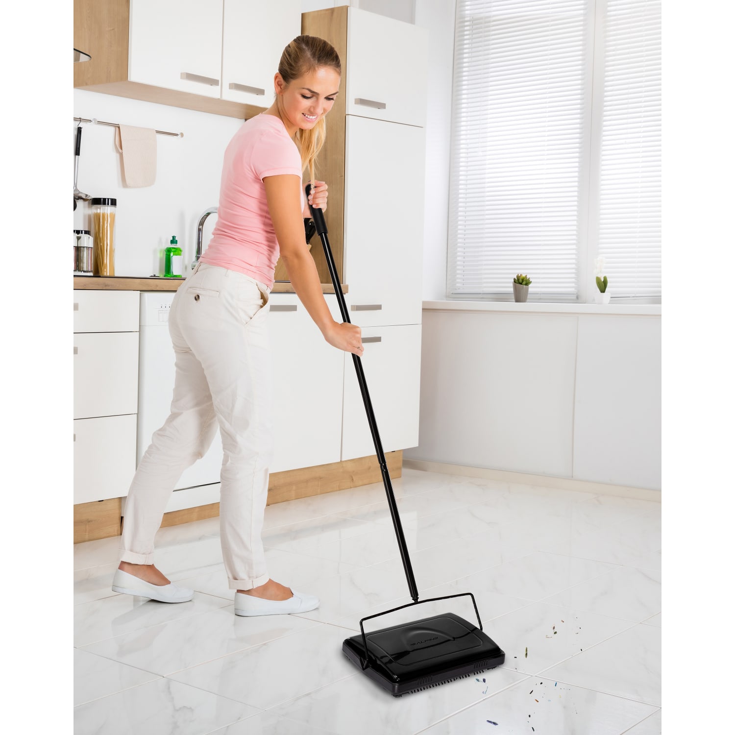 Alpine Manual Triple Brush Floor And Carpet Sweepers, Black, Pack Of 2 Sweepers - Image 6