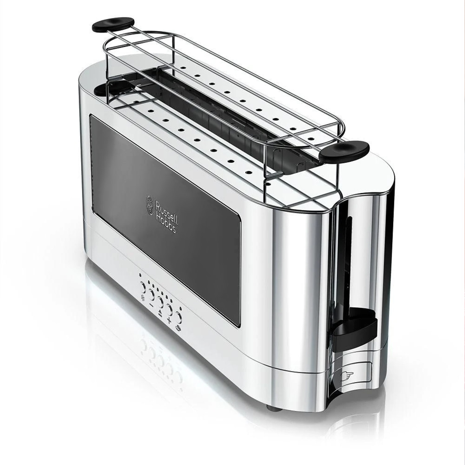 Russell Hobbs Stainless-Steel 2-Slice Extra-Wide-Slot Long Toaster With Glass Accent, Black - Image 3