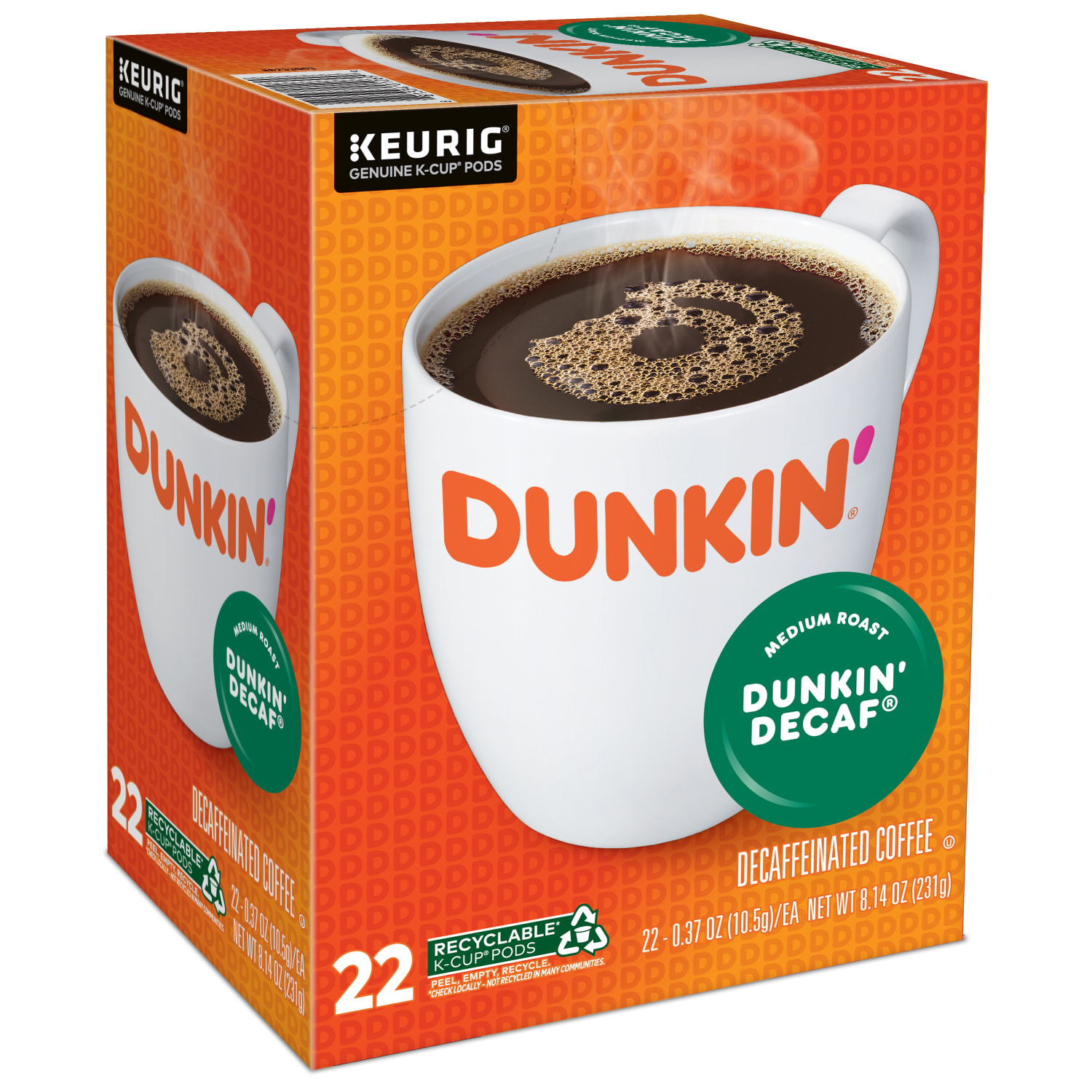 Dunkin Donuts Decaf Keurig Single-Serve K-Cup Pods, Medium Roast, 22 Pods Per Pack, Case Of 4 Packs - Image 5