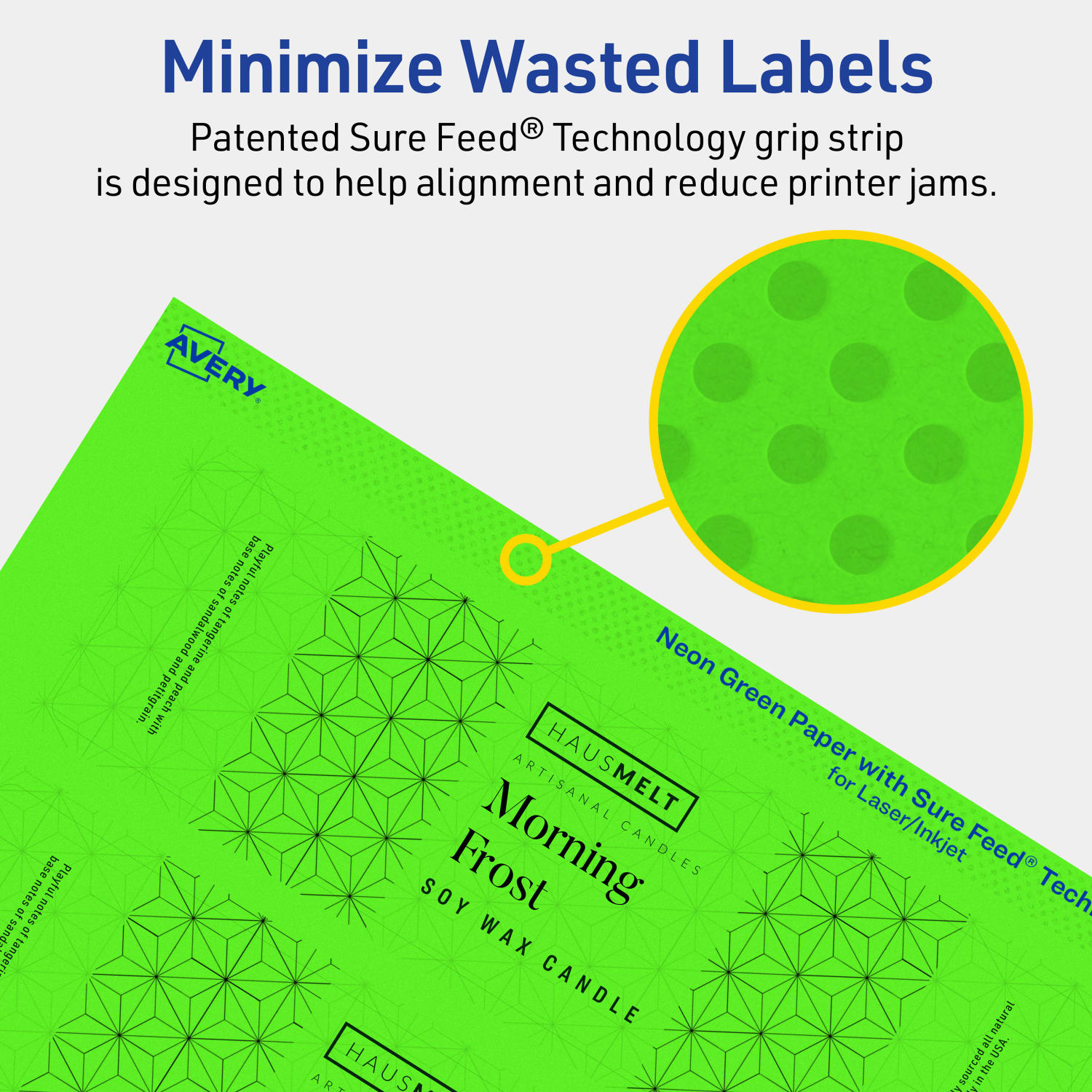 Avery Print-To-The-Edge Labels With Sure Feed Technology, 94243-NGP10, Rectangle, 2in x 7in, Matte Neon Green, Pack of 40 - Image 5