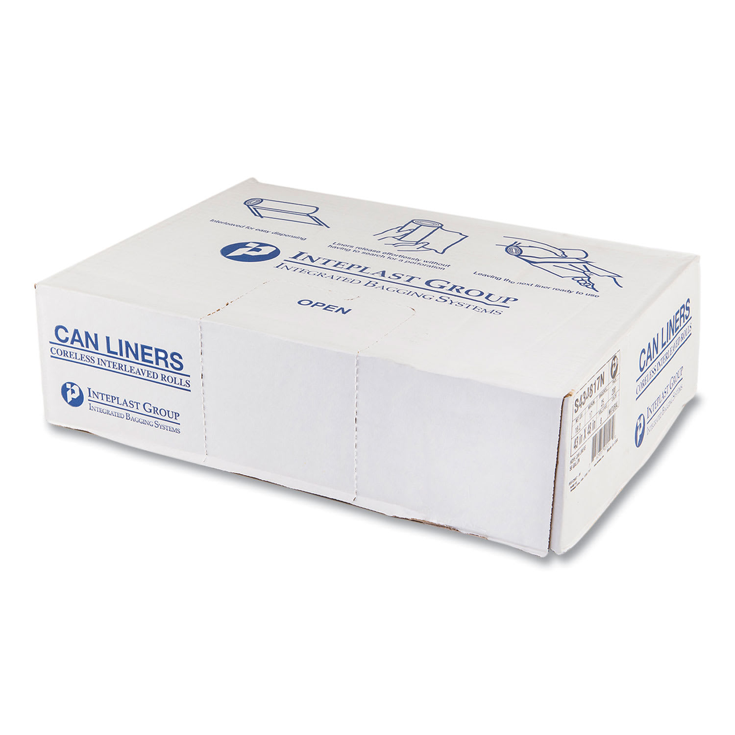 Inteplast Group High-Density Commercial Can Liners, 56 gal, 17 mic, 43in x 48in, Clear, Interleaved Roll, 25 Bags/Roll, 8 Rolls/Carton - Image 5