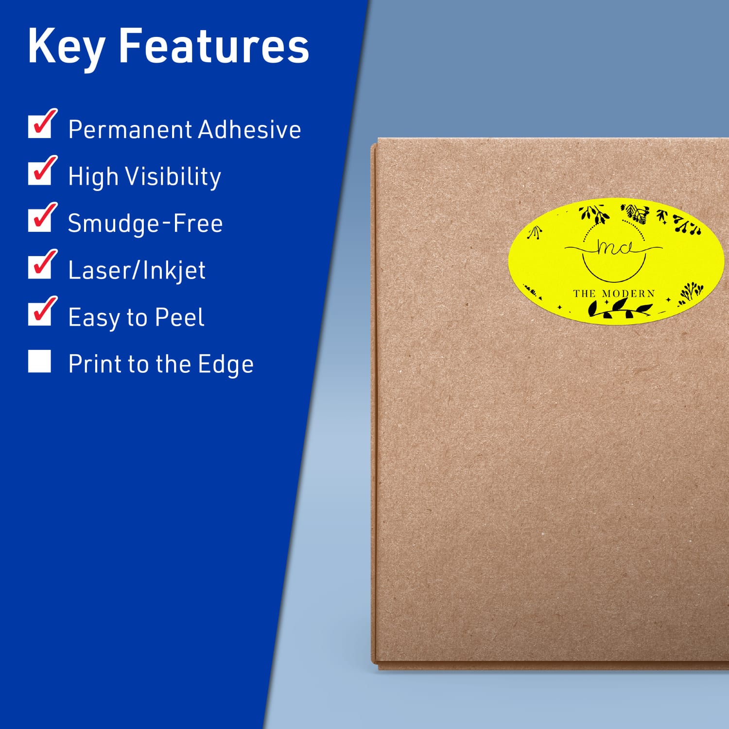 Avery Printable Labels With Sure Feed Technology, 94058-NYP80, Oval, 4-1/4in x 2-1/2in, Matte Neon Yellow, Pack of 480 - Image 3