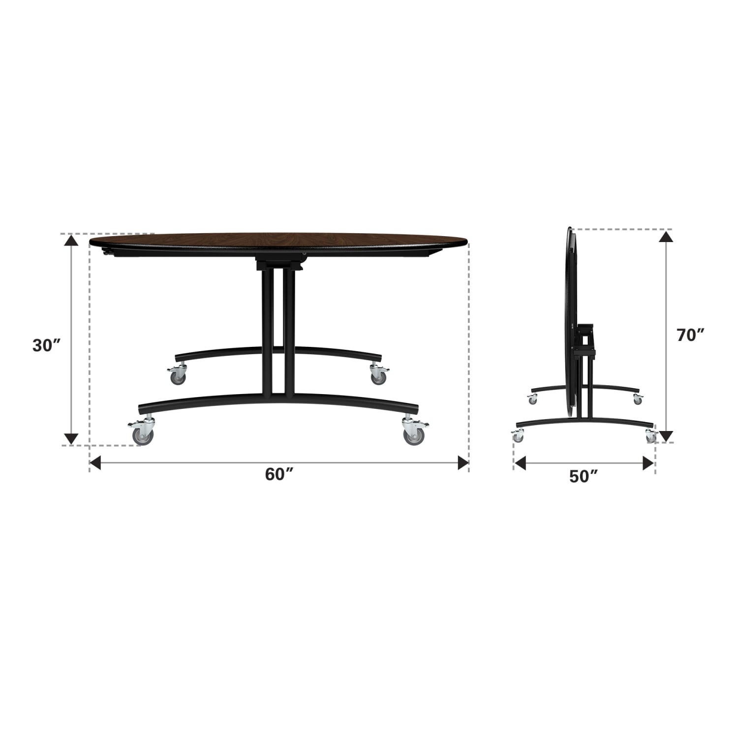 Palmer Hamilton PHlip Mobile Flip Top Multipurpose Table, 30in x 60in, Montana Walnut - Image 3