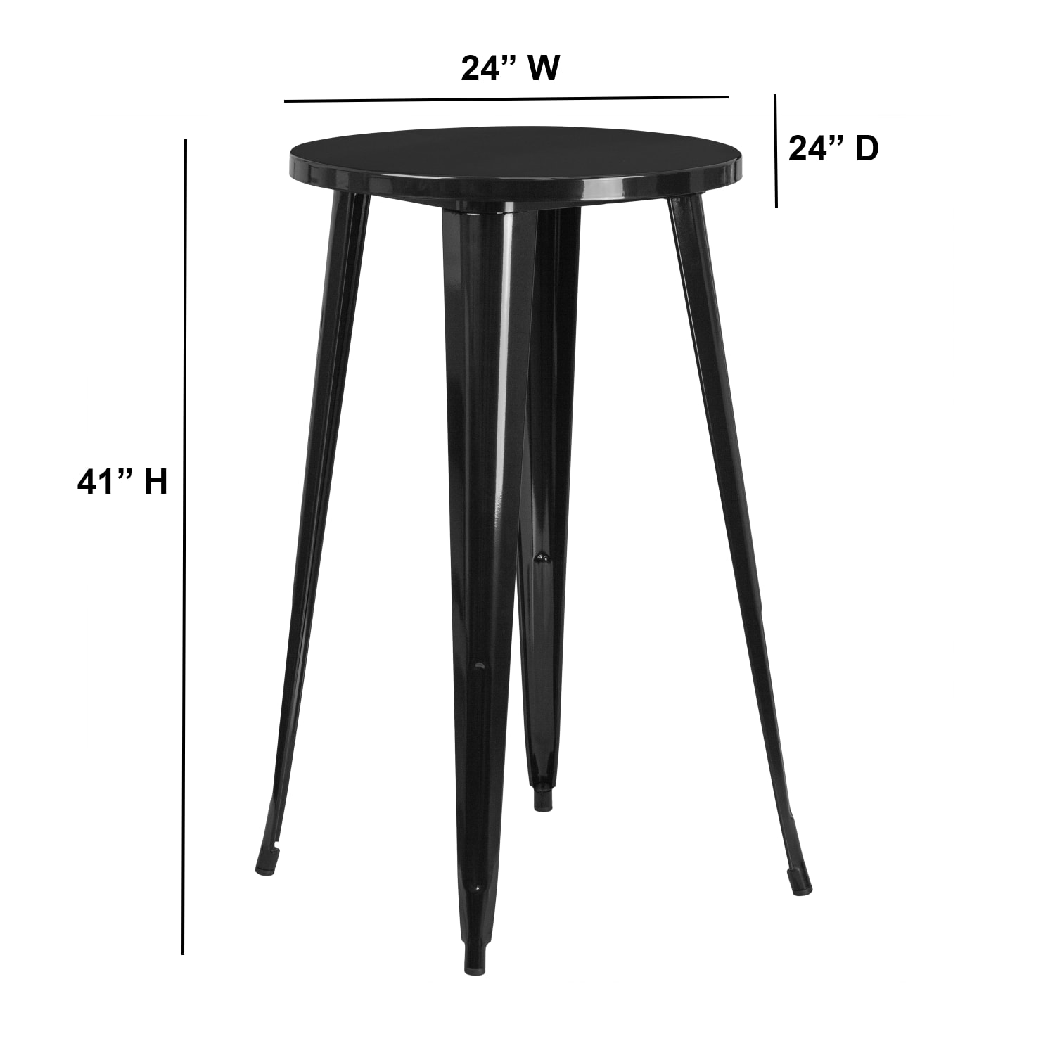 Flash Furniture Commercial Grade 24in Round Metal Indoor-Outdoor Bar Height Table, Black - Image 3