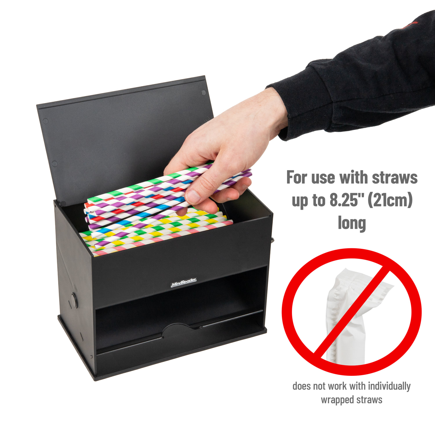 Mind Reader Straw/Pencil Dispenser, 6-1/2inH x 5inW x 8-1/2inD, Black - Image 5