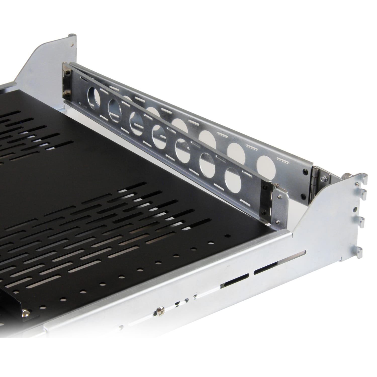 StarTech.com 2U Vented Sliding Rack Shelf w/ Cable Management Arm & Adjustable Mounting Depth - 125lbs/56.7kg -  - UNISLDSHF19M - Image 4