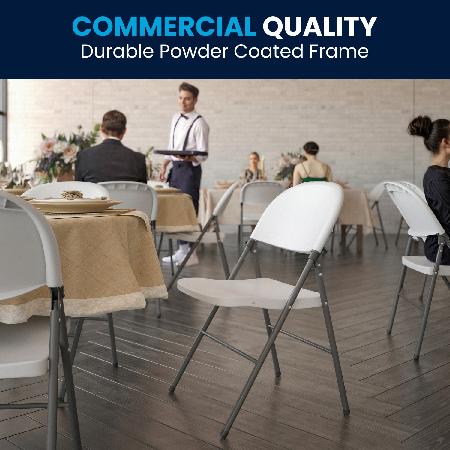 Flash Furniture HERCULES 330-lb Capacity Plastic Folding Chairs, Granite White/Charcoal, Set Of 2 Chairs - Image 6