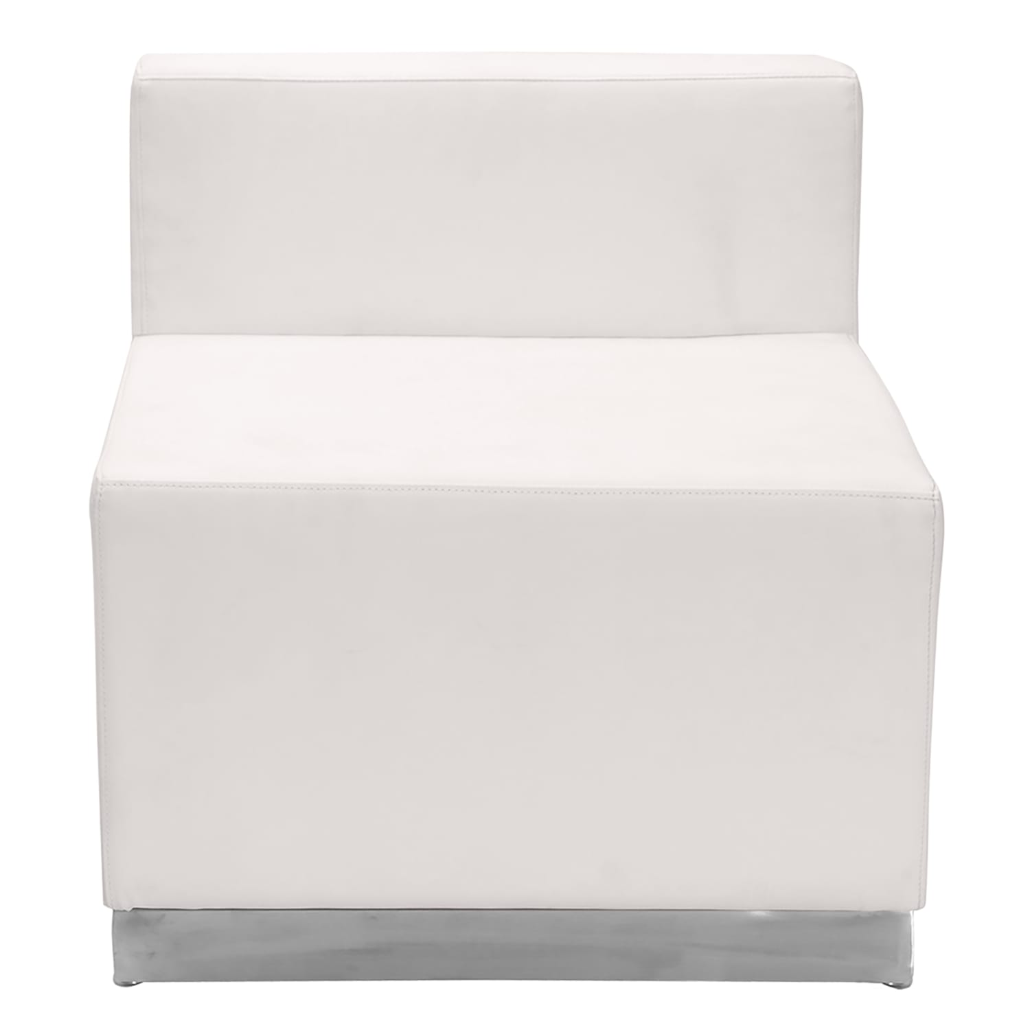 Flash Furniture HERCULES Alon Series LeatherSoft Chair with Brushed Stainless Steel Base Melrose White PopularChairscom