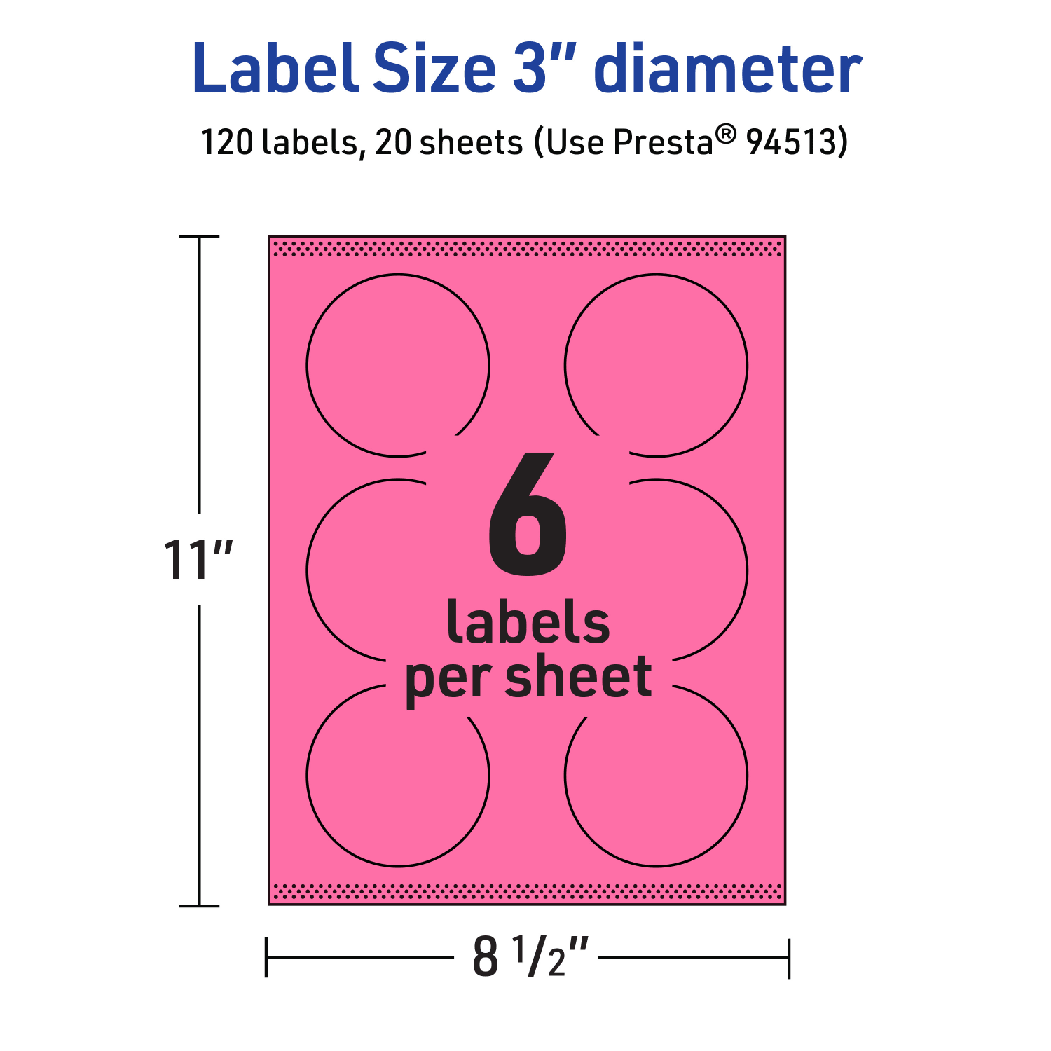 Avery Print-To-The-Edge Labels With Sure Feed Technology And Easy Peel Label Feature, 94513-BPP20, Round, 3in, Matte Bright Pink, Pack of 120 - Image 6